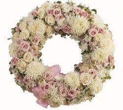 Wreath - Round White and Pink